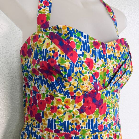 Anthropologie Girls From Savoy Dress Womens 6 Floral Sundress Retro Rockabilly - Picture 7 of 12